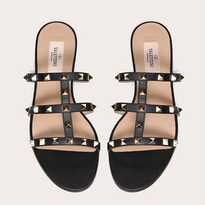 Valentino Rockstud slide cage Nero sandals